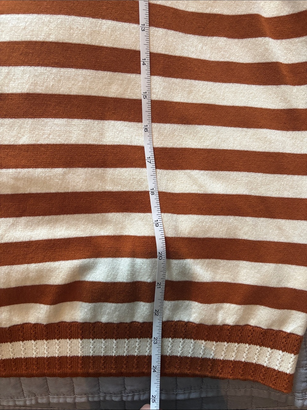 Boden Cream and Rust-Striped Short-Sleeve Crewneck Sweater - Picture 11 of 11